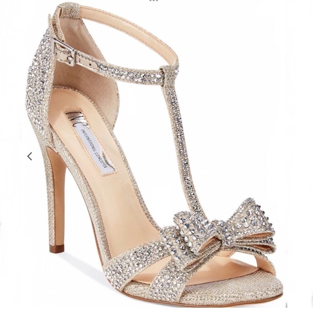 INC International Concepts Silver Heels with Rhinestones